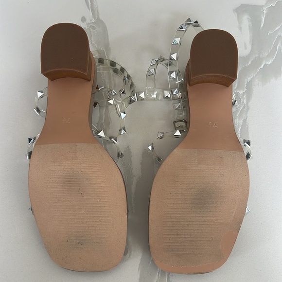 CloudAir Silver Studded Clear Strappy Block Heel Comfort Sandal Womens Sz 7.5 - Picture 14 of 14